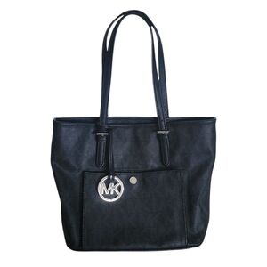 Michael Kors Black Structured Tote with Silver Charm